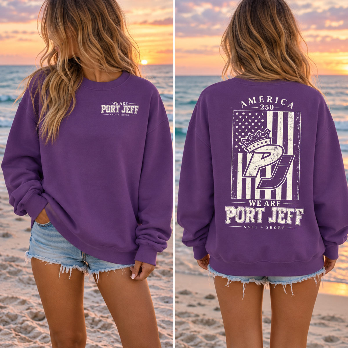 America 250: We Are Port Jeff – Premium Garment-Dyed – Royal Tide | Port Jeff | Salt + Shore