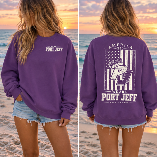 America 250: We Are Port Jeff – Premium Garment-Dyed – Royal Tide | Port Jeff | Salt + Shore