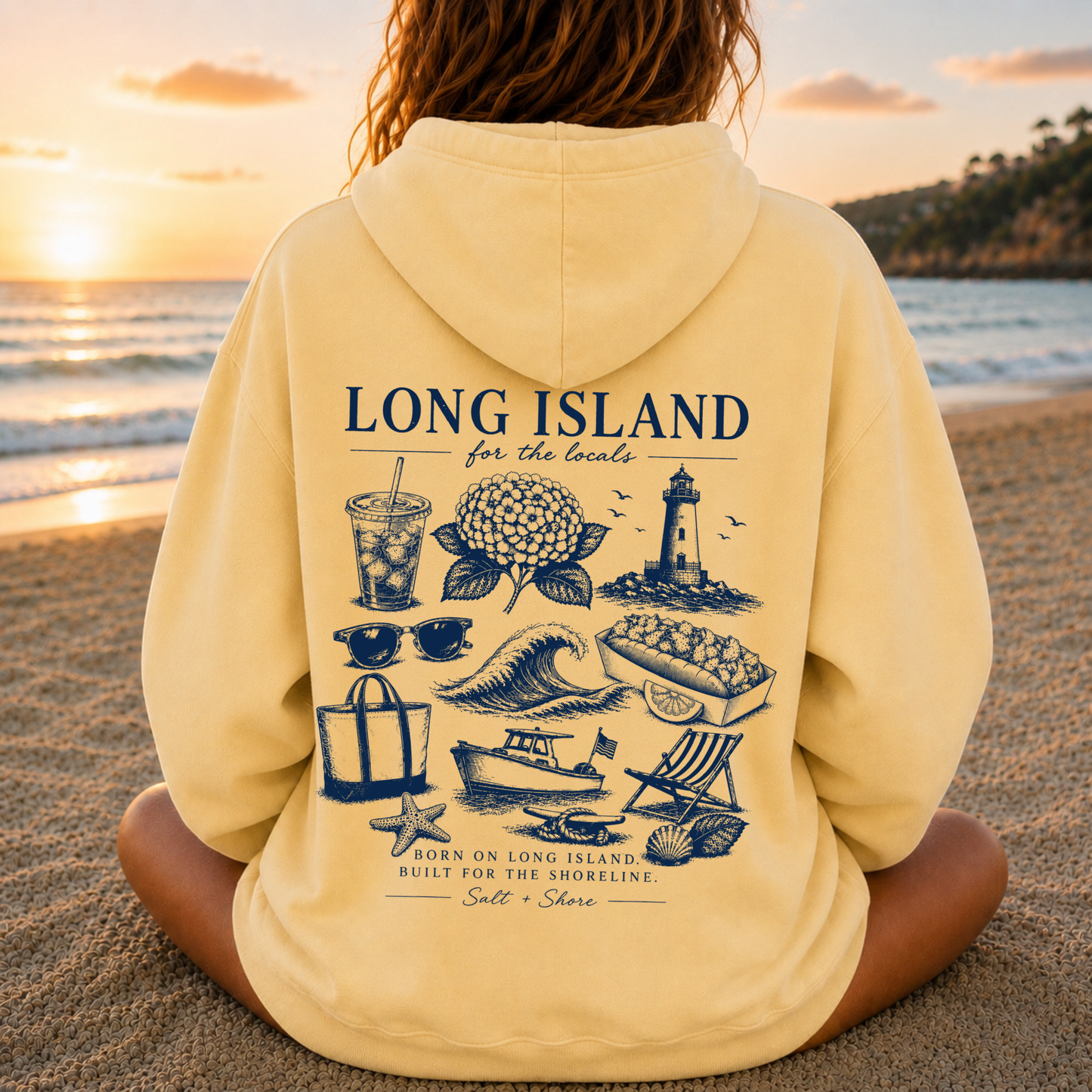 Long Island For The Locals – Premium Garment-Dyed – Sunwashed Butter | Salt + Shore