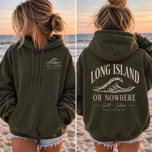 Long Island or Nowhere – Premium Garment-Dyed – Washed Moss | Salt + Shore