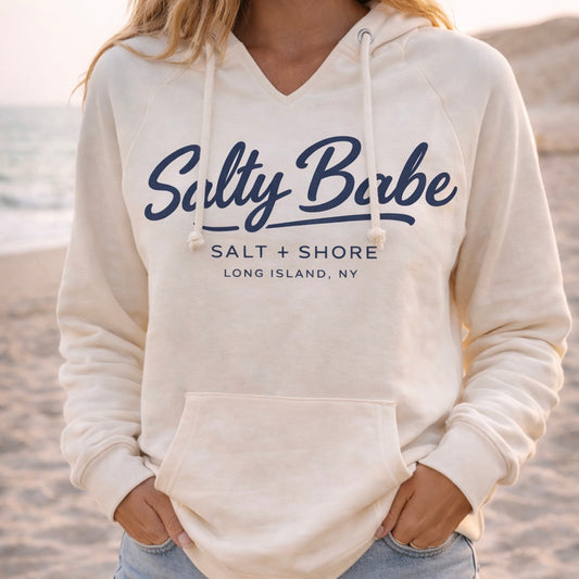 Salty Babe Wave Wash Hoodie – Premium Garment-Dyed – Bone | Salt + Shore