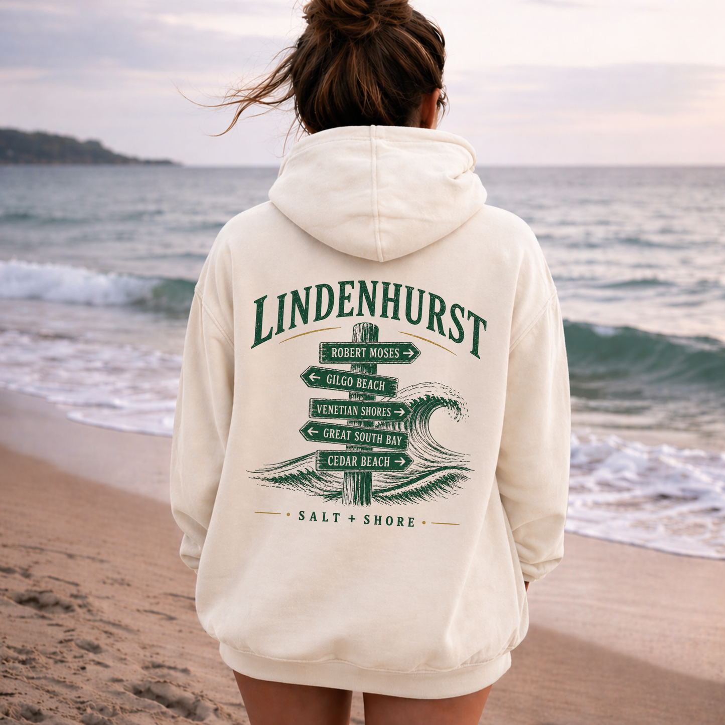 Lindenhurst Wayfinder– Premium Garment-Dyed – Bone | Lindenhurst Cheer | Salt + Shore