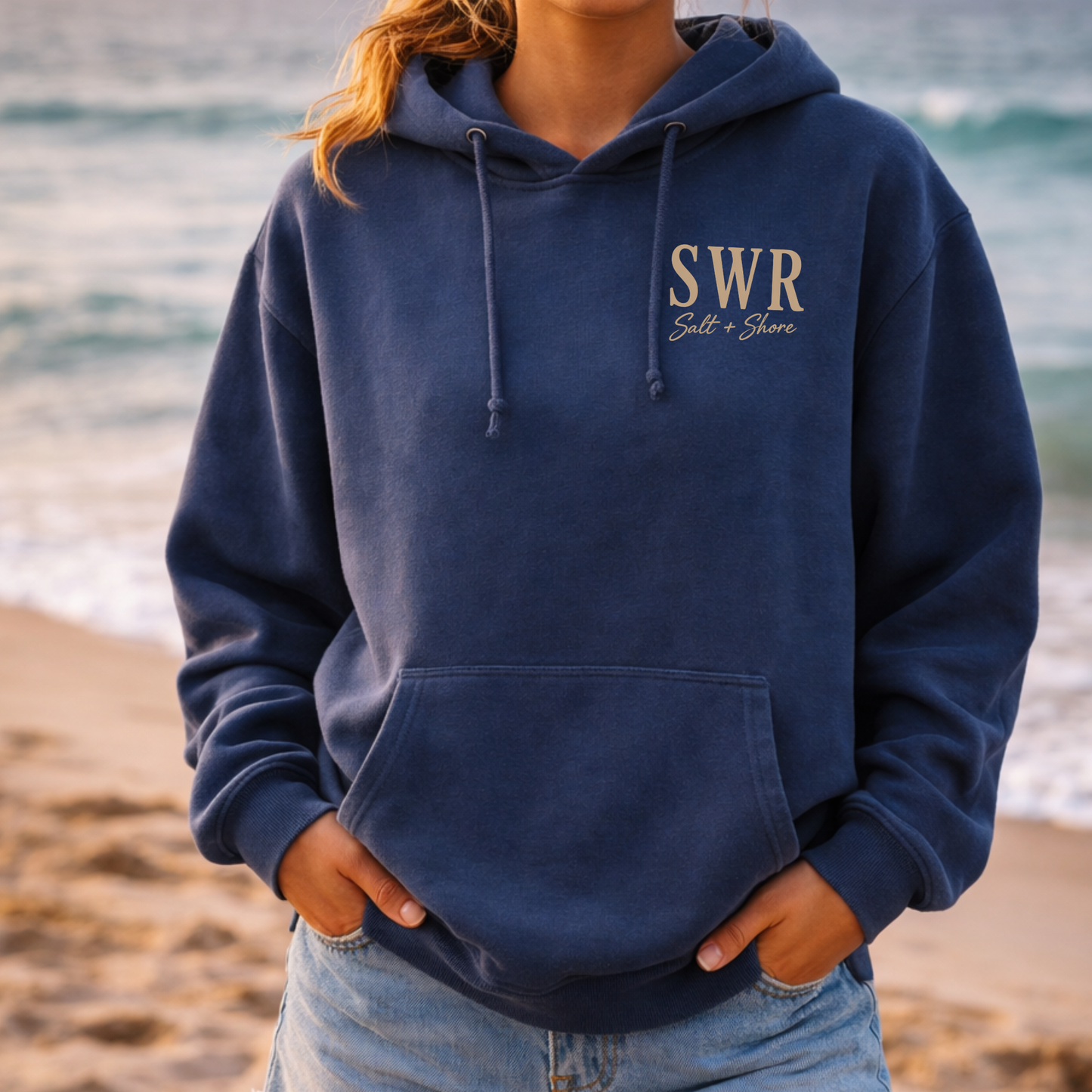 SWR Coastal Outline – Premium Garment-Dyed – Washed Navy | Salt + Shore