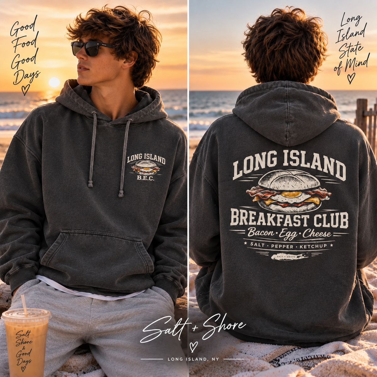 The Long Island Breakfast Club – Premium Garment-Dyed – Washed Charcoal | Salt + Shore