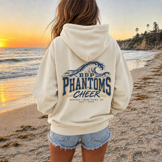 BBP Phantoms Cheer Wave Full Zip Up Hoodie – Premium Garment-Dyed – Bone| BBP Phantoms |Salt + Shore