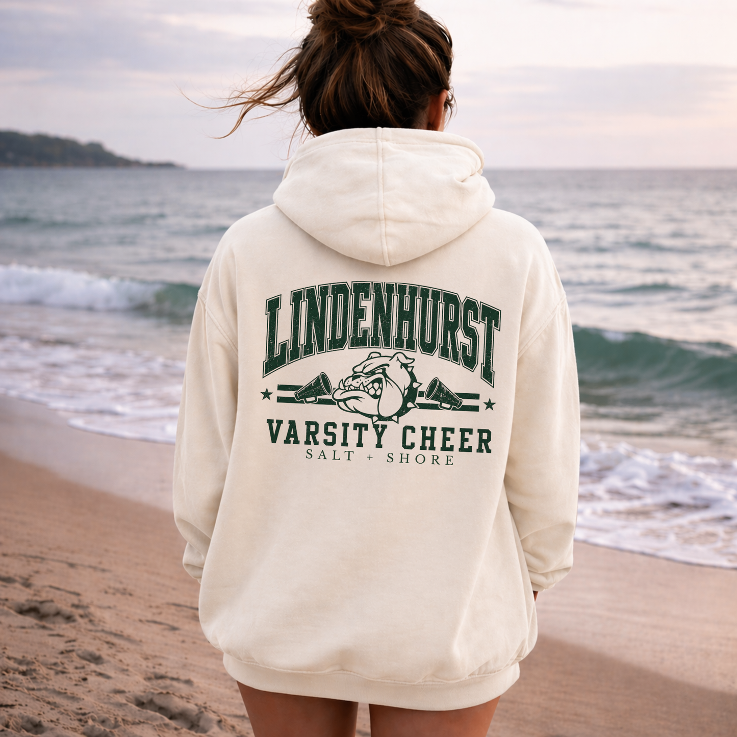 Lindenhurst Varsity Cheer – Premium Garment-Dyed – Bone | Lindenhurst Cheer | Salt + Shore