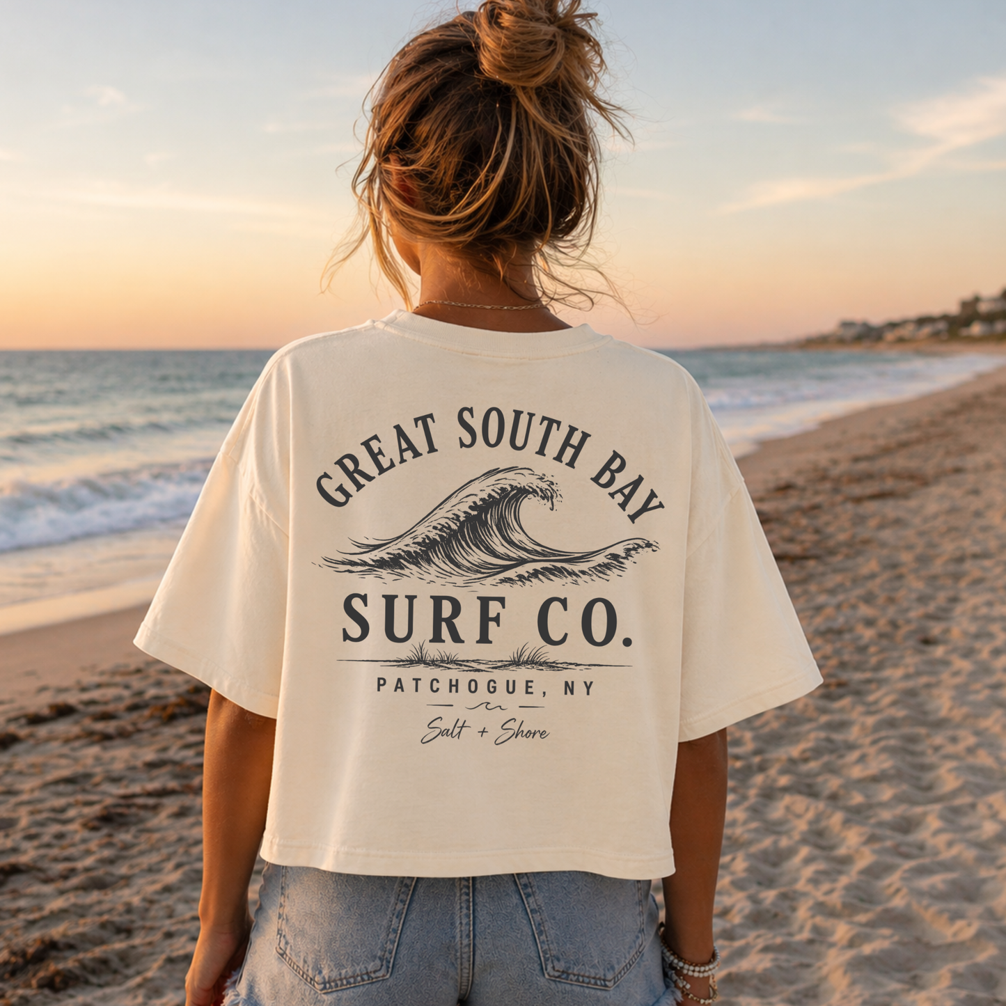 Great South Bay Surf Co. – Premium Garment-Dyed – Bone | PM Cheer | Salt + Shore