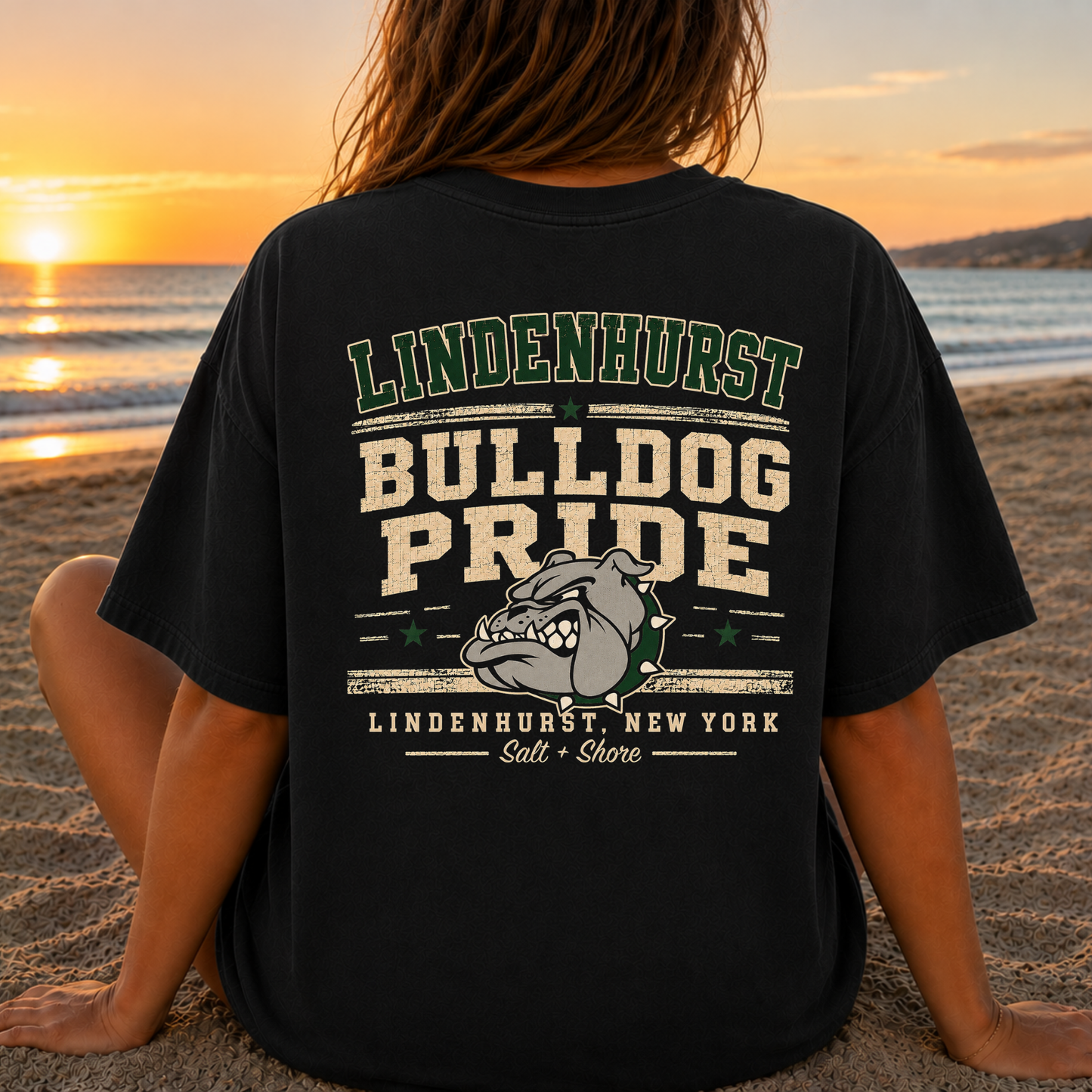 Bulldog Pride – Premium Garment-Dyed – Washed Black | Lindenhurst Cheer | Salt + Shore