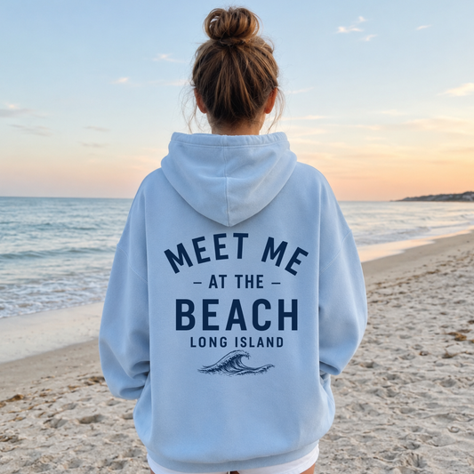 Meet Me at the Beach Varsity – Premium Garment-Dyed – Coastal Sky | Salt + Shore