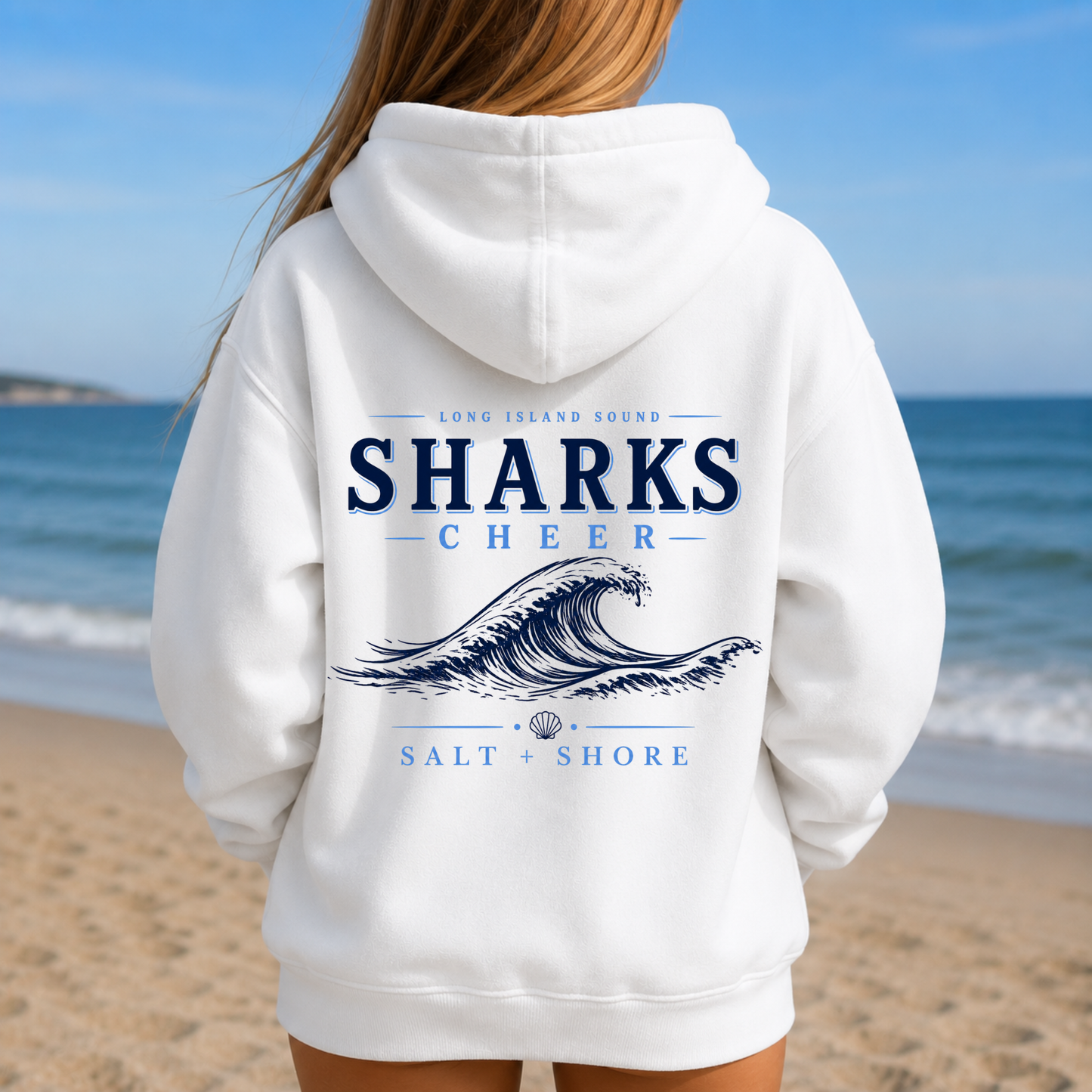 Sharks Cheer: Shoreline Classic – Zip Up – White | Sharks Cheer | Salt + Shore