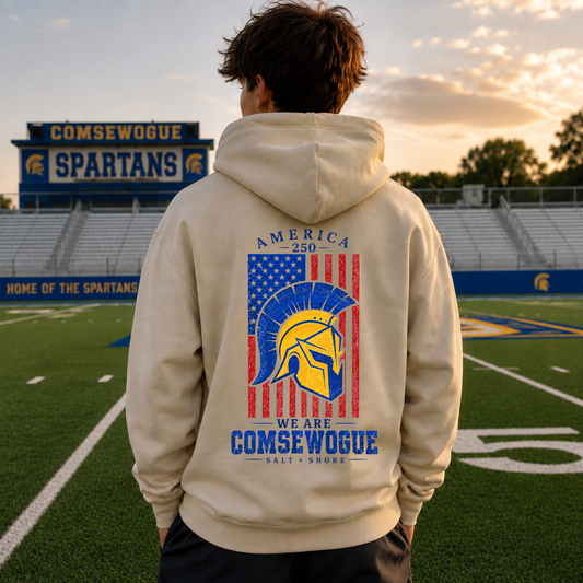 America 250: We Are Comsewogue – Classic Cotton – Sand | Comsewogue Football | Salt + Shore