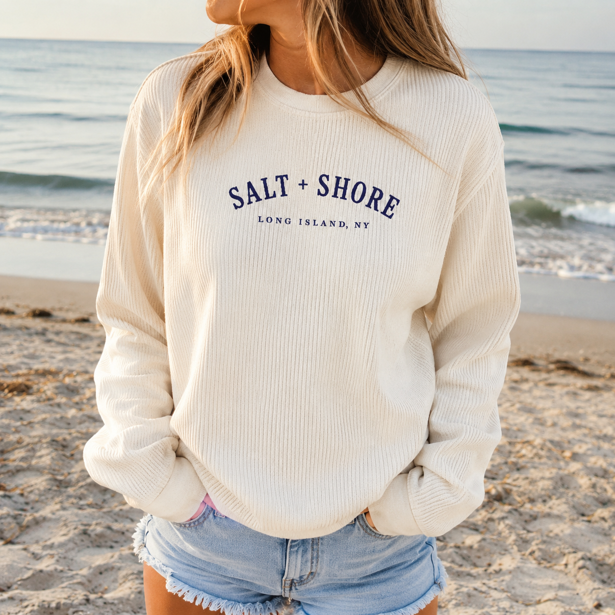 The Salt + Shore Comfy Cord Crew — Embroidered | Salt + Shore