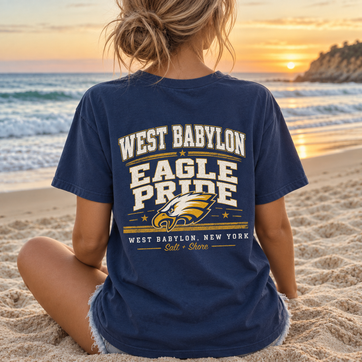 Eagle Pride – Premium Garment-Dyed – Washed Navy | West Babylon Cheer | Salt + Shore