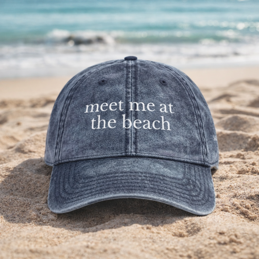 Meet Me at the Beach Embroidered Dark Denim Dad Hat | Salt + Shore