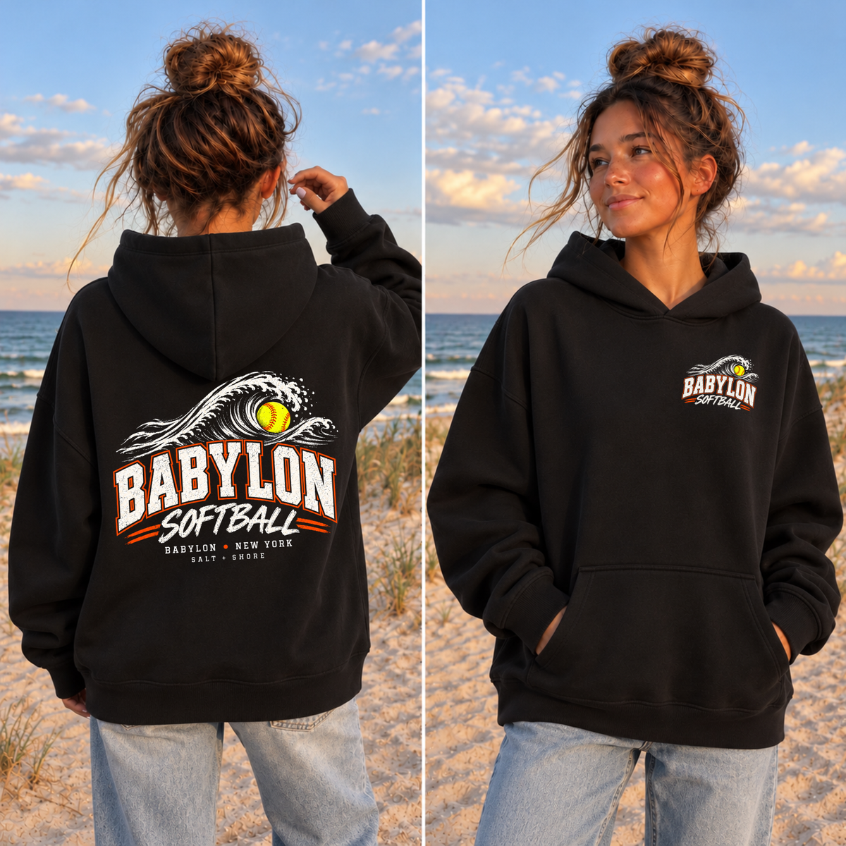 Babylon Softball Coastal Wave – Premium Garment-Dyed – Black | Babylon | Salt + Shore
