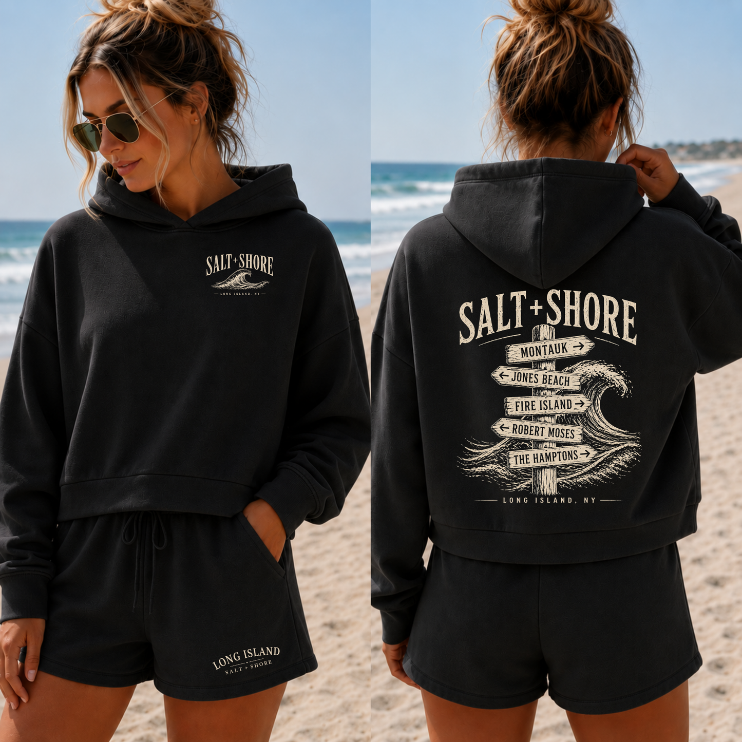 Long Island Wayfinder Sunday Lounge Set – Premium Garment-Dyed – Black | Salt + Shore