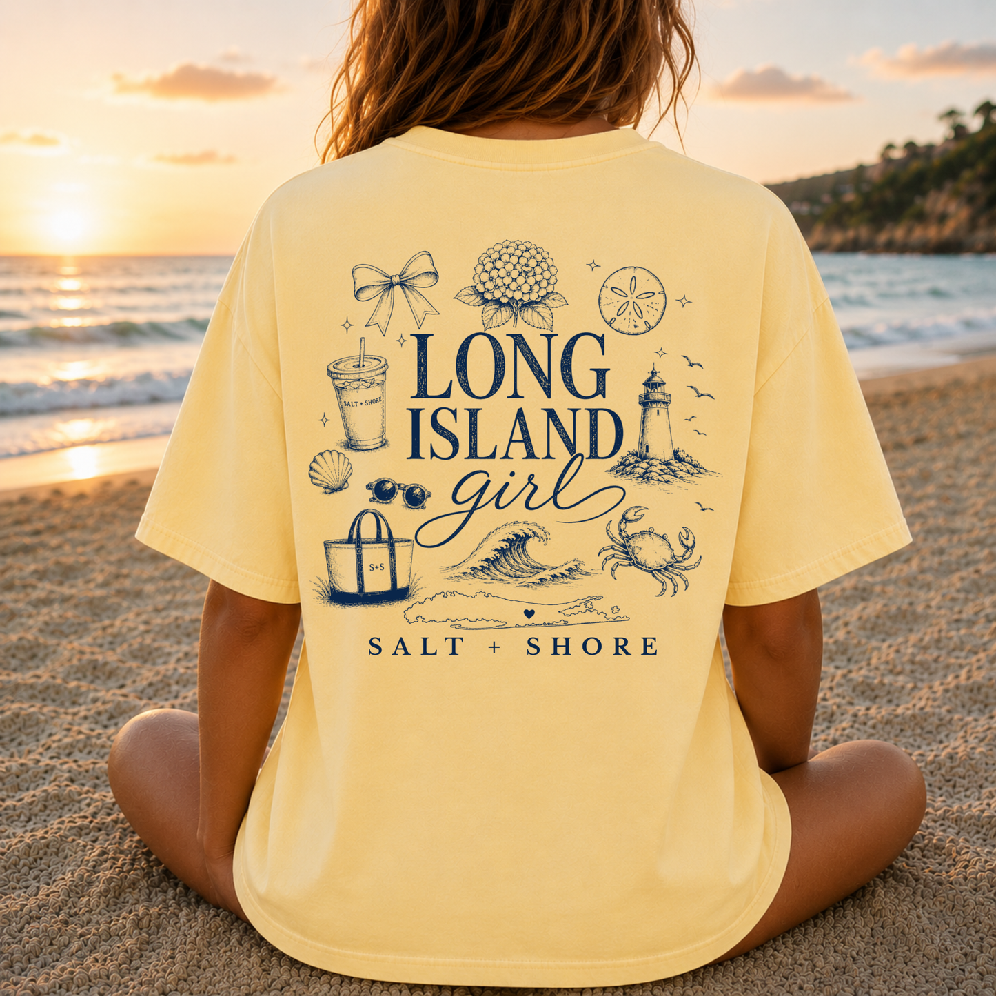 Long Island Local Girl – Premium Garment-Dyed – Sunwashed Butter | Salt + Shore