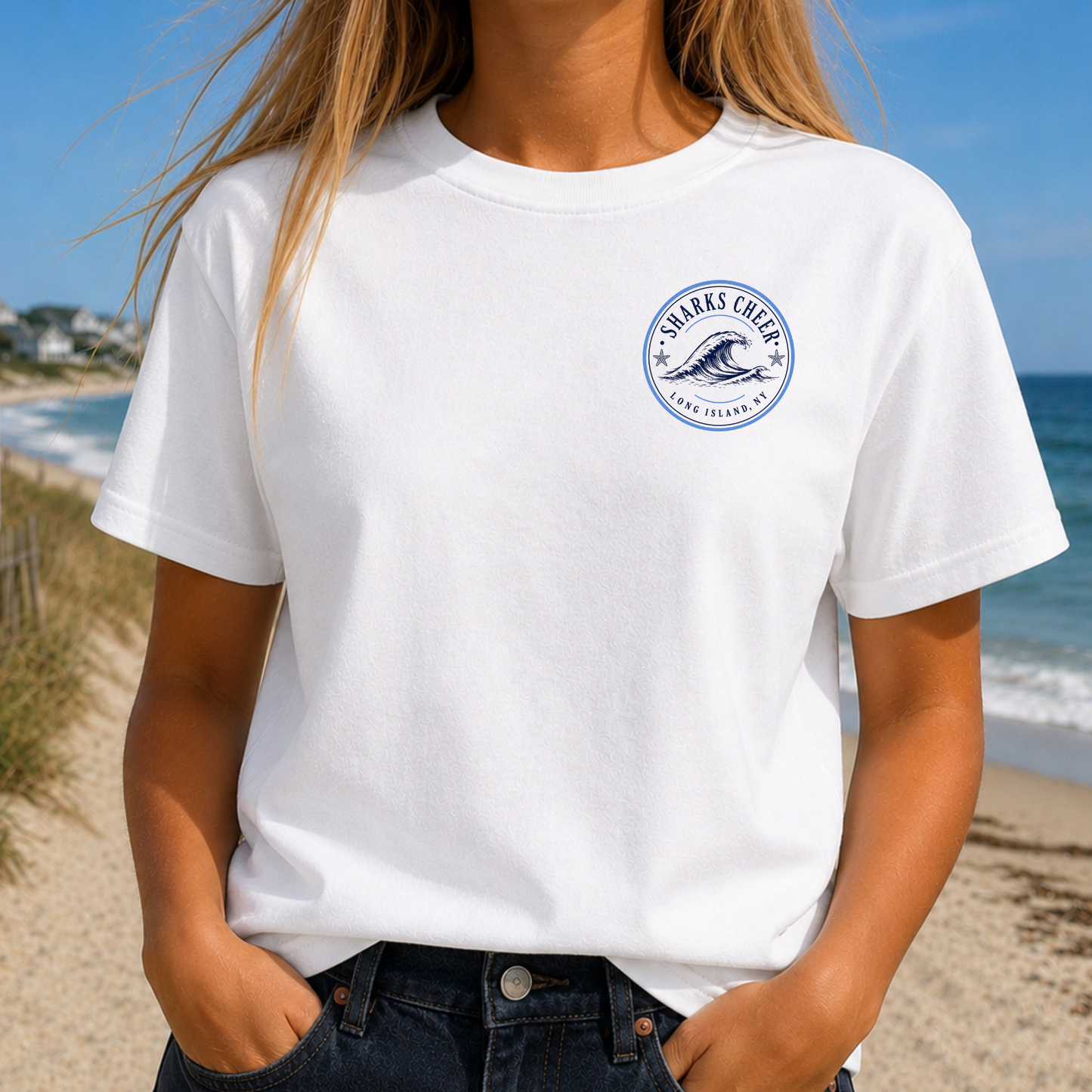 Sharks Cheer: Shoreline Classic – Classic Cotton – White | Sharks Cheer | Salt + Shore