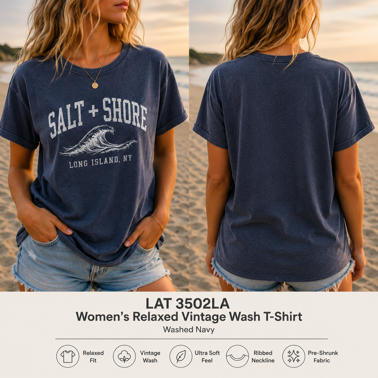 S+S Coastal Collegiate – Premium Vintage Wash - Coastal Sky | Salt + Shore