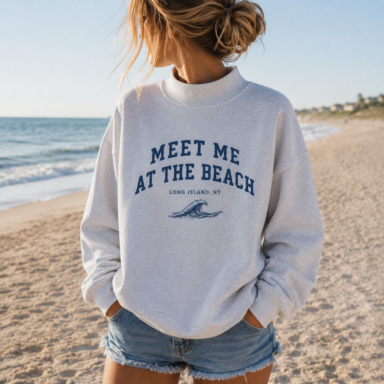 Meet Me At The Beach – Premium Coastal Mock Neck | Salt + Shore
