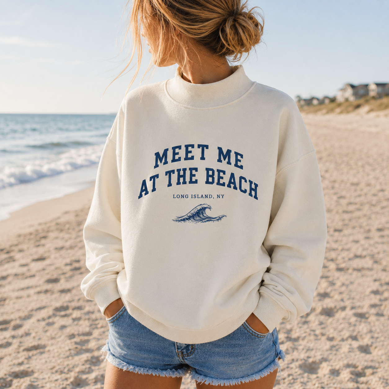 Meet Me At The Beach – Premium Coastal Mock Neck | Salt + Shore
