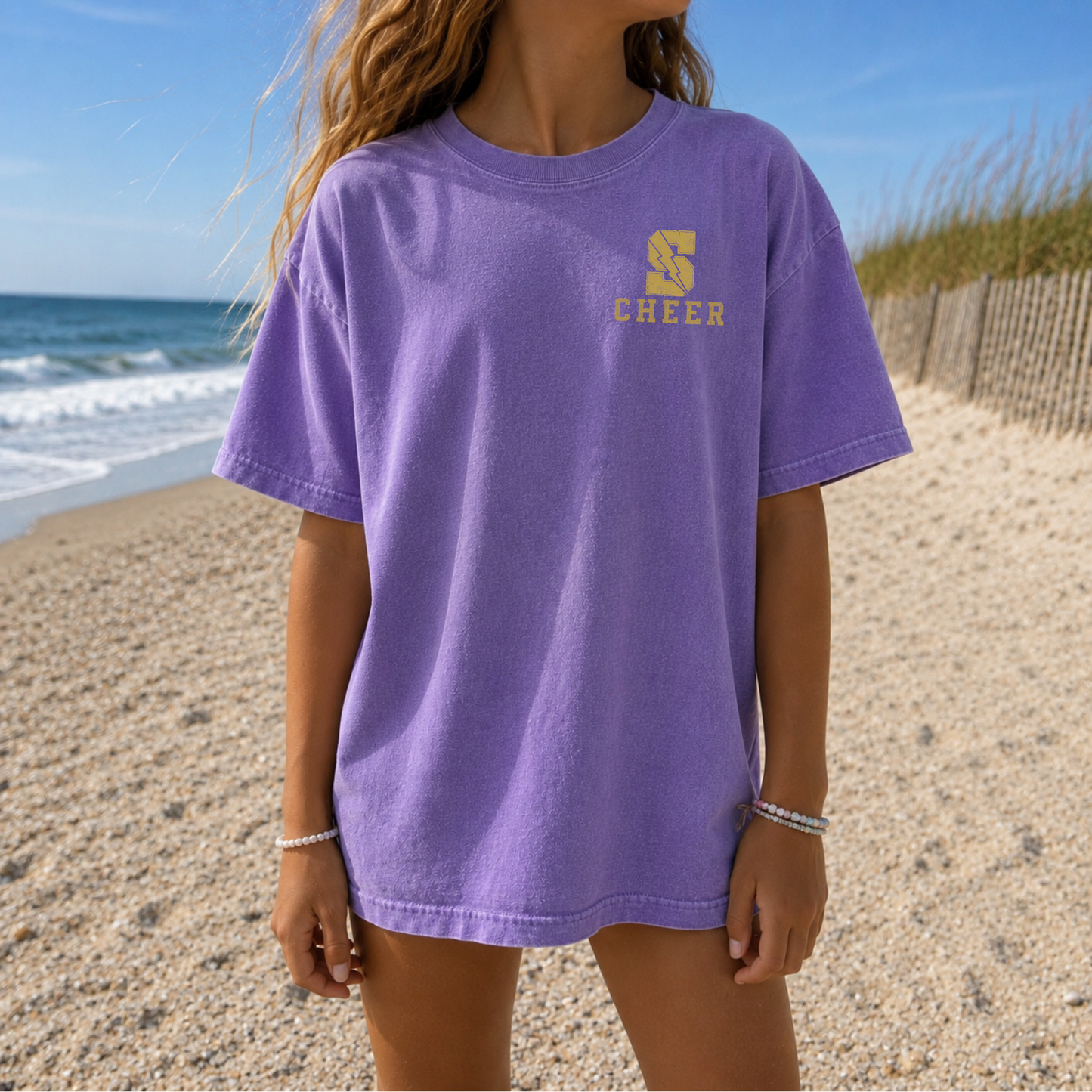 Sayville Cheer Varsity - YOUTH Tee – Premium Garment-Dyed – Purple Tide | Sayville Cheer | Salt + Shore