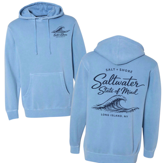 Saltwater State of Mind - YOUTH Tee + Hoodie – Premium Garment-Dyed – Saltwater Blue | Salt + Shore