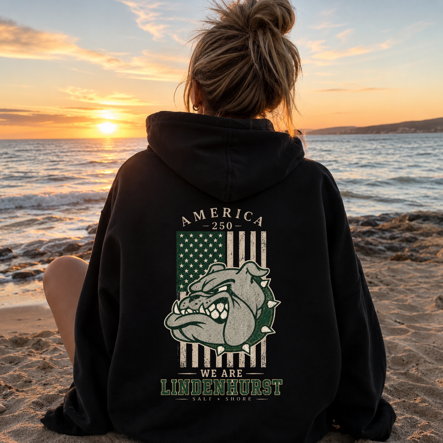 America 250: We Are Lindenhurst – Classic Cotton – Black | Lindenhurst Cheer | Salt + Shore