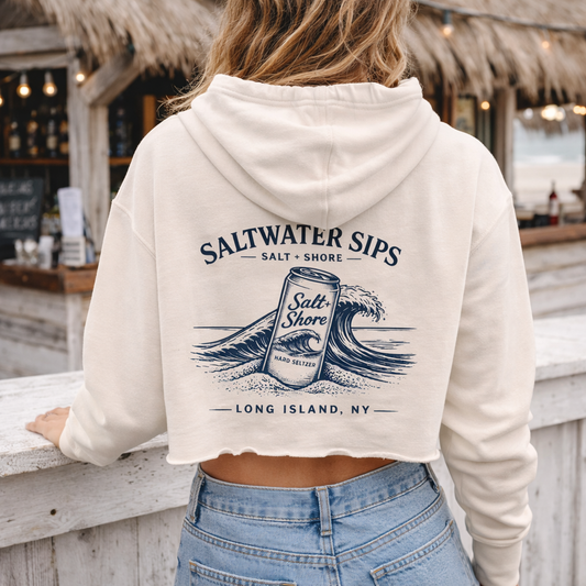 Saltwater Sips Cropped Premium Garment- Dyed – Bone | Salt + Shore
