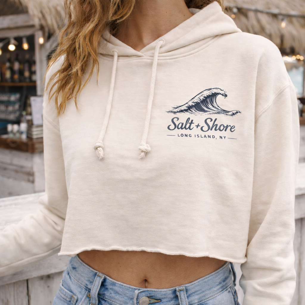 Saltwater Sips Cropped Premium Garment- Dyed – Bone | Salt + Shore