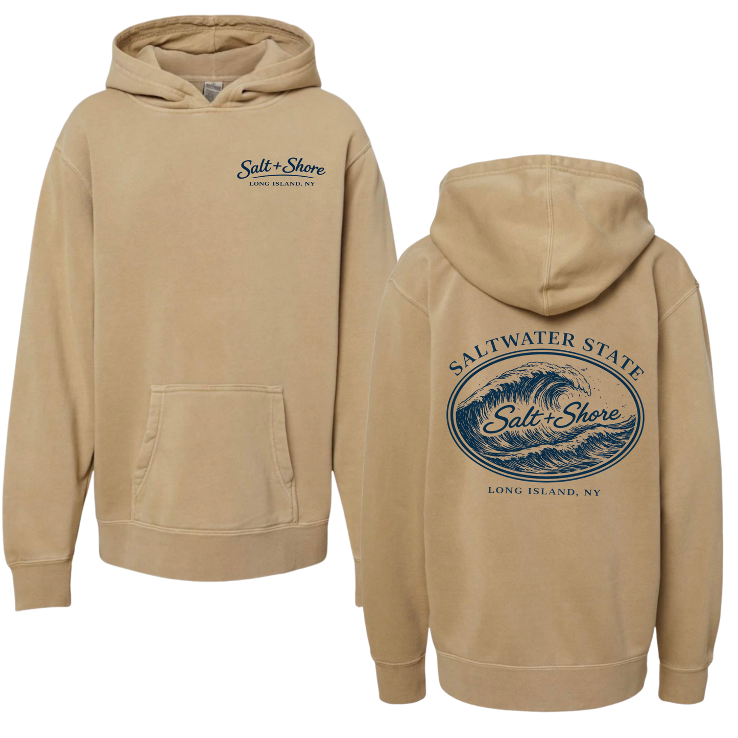 Saltwater State Classic - YOUTH Tee + Hoodie – Premium Garment-Dyed – Sandbar | Salt + Shore