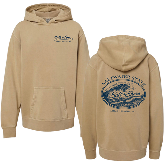Saltwater State Classic - YOUTH Tee + Hoodie – Premium Garment-Dyed – Sandbar | Salt + Shore