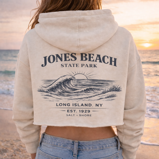 Jones Beach Drift Cropped Premium Garment- Dyed – Bone | Salt + Shore
