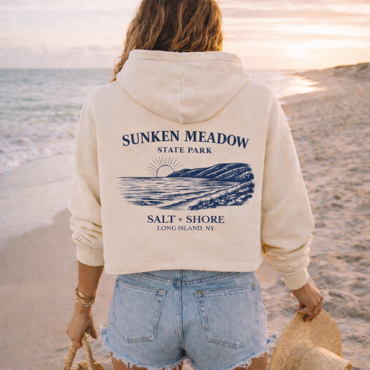 Sunken Meadow Shoreline Cropped Premium Garment- Dyed – Bone | Salt + Shore