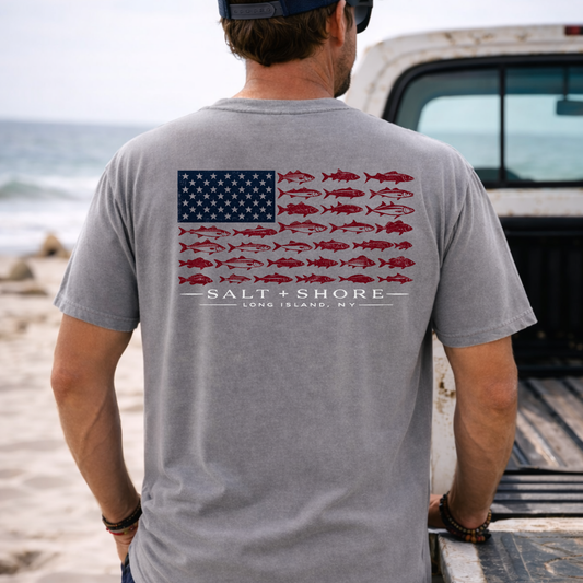 Red, White & Tide – Premium Garment-Dyed – Washed Gray | Salt + Shore