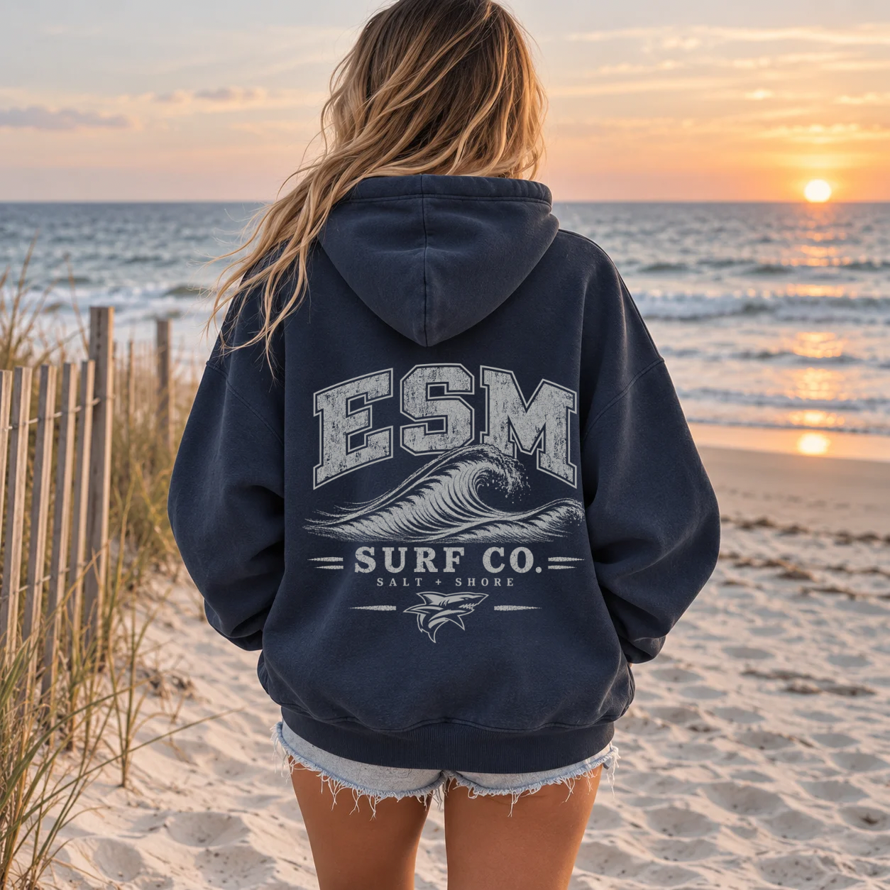 ESM Surf Co. - Premium Garment-Dyed – Washed Navy | ESM Sharks | Salt + Shore