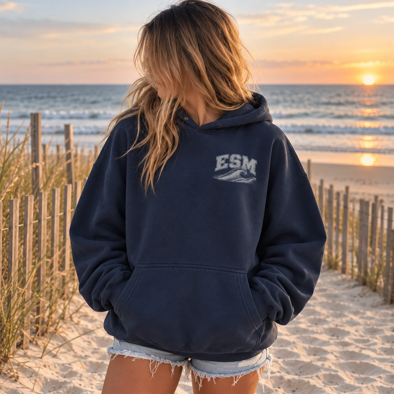 ESM Surf Co. - Premium Garment-Dyed – Washed Navy | ESM Sharks | Salt + Shore