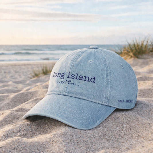 Long Island Embroidered Denim Dad Hat | Salt + Shore