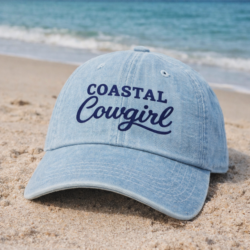 Coastal Cowgirl Embroidered Denim Dad Hat | Salt + Shore