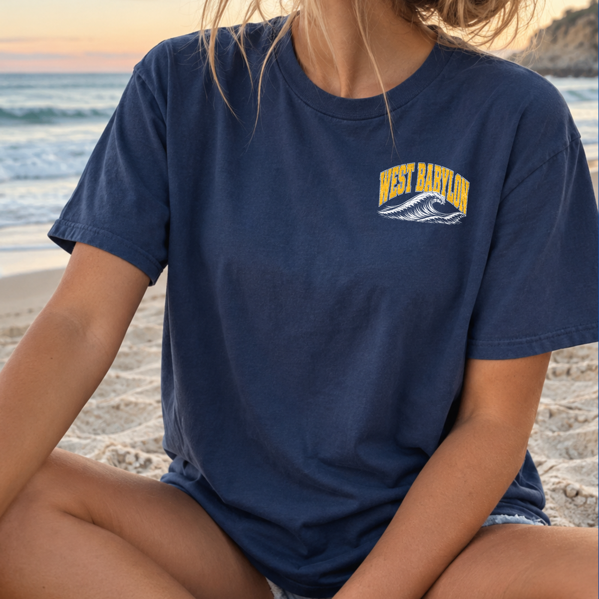 West Babylon Surf Co.  – Premium Garment-Dyed – Washed Navy | West Babylon Cheer | Salt + Shore