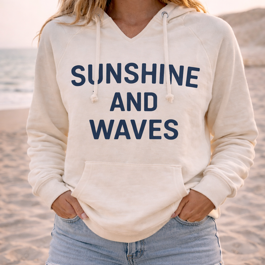 Sunshine and Waves Wash Hoodie – Premium Garment-Dyed – Bone | Salt + Shore