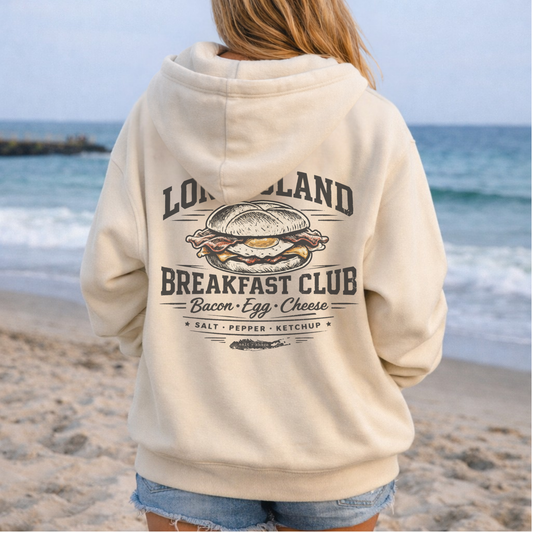 The Long Island Breakfast Club Zip Up Hoodie – Premium Garment-Dyed – Bone | Salt + Shore