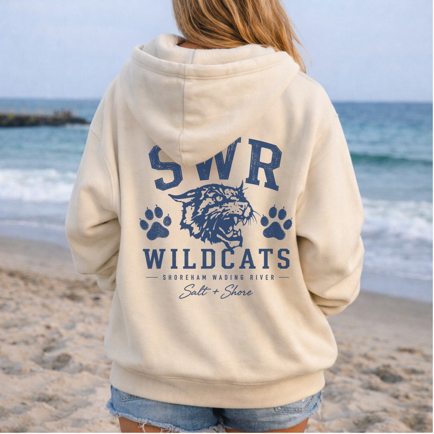 SWR Wildcats Zip Up Hoodie – Premium Garment-Dyed – Bone | SWR Varsity Cheer | Salt + Shore