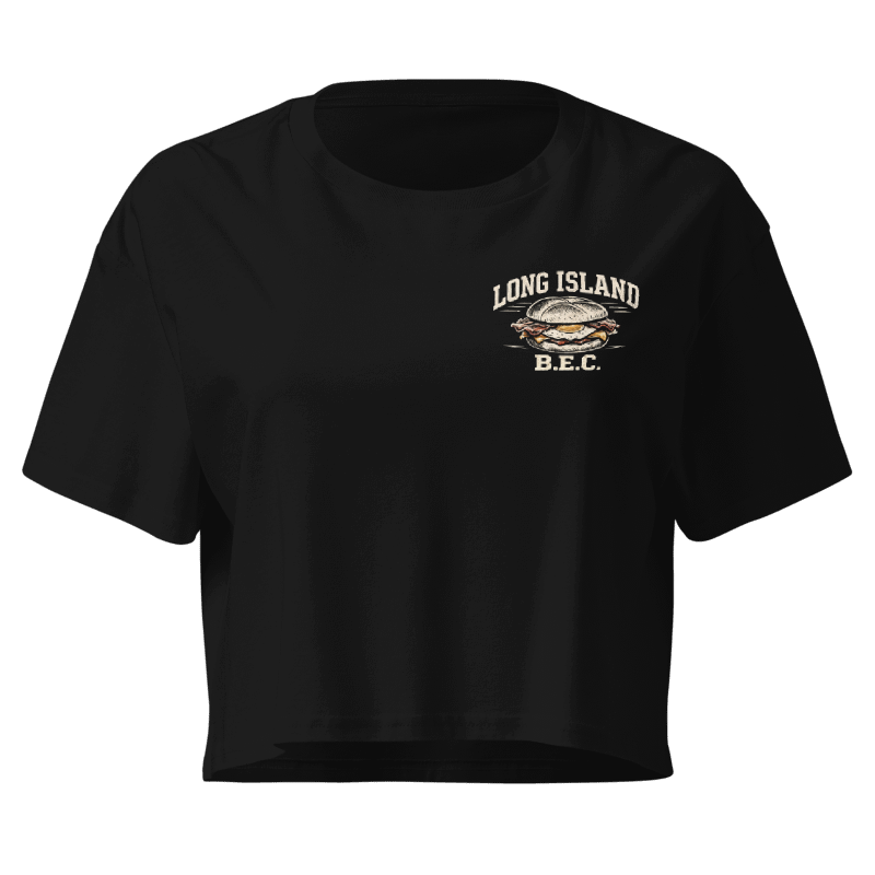 The Long Island Breakfast Club Crop Premium Garment- Dyed – Black | Salt + Shore