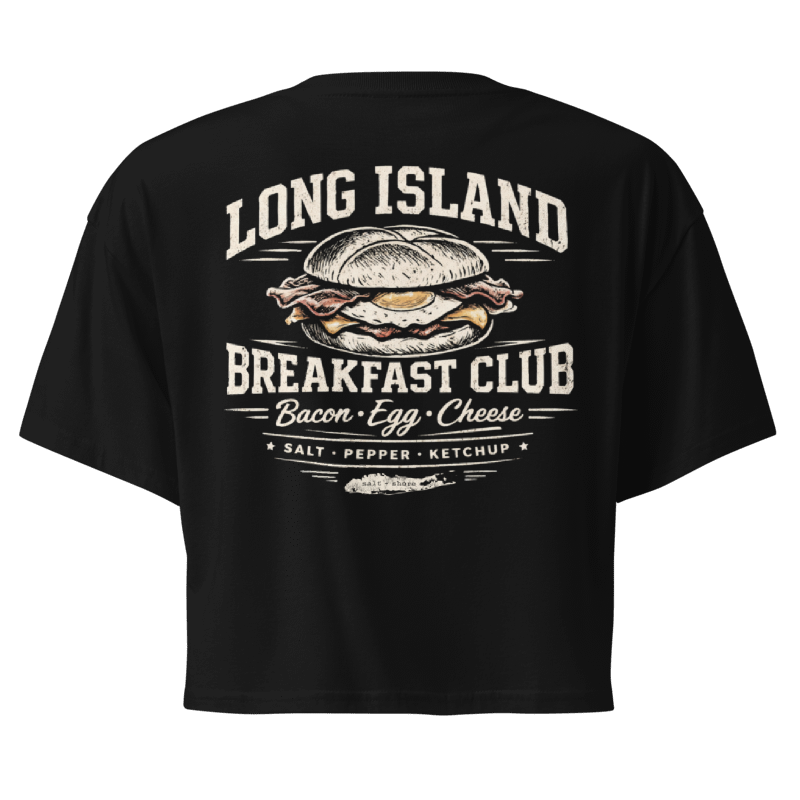 The Long Island Breakfast Club Crop Premium Garment- Dyed – Black | Salt + Shore