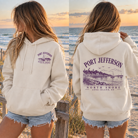 Port Jefferson Harbor Heritage – Premium Garment-Dyed – Bone | Port Jeff | Salt + Shore