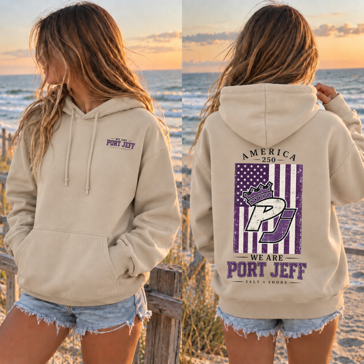 America 250: We Are Port Jeff – Classic Cotton – Sand | Port Jeff | Salt + Shore
