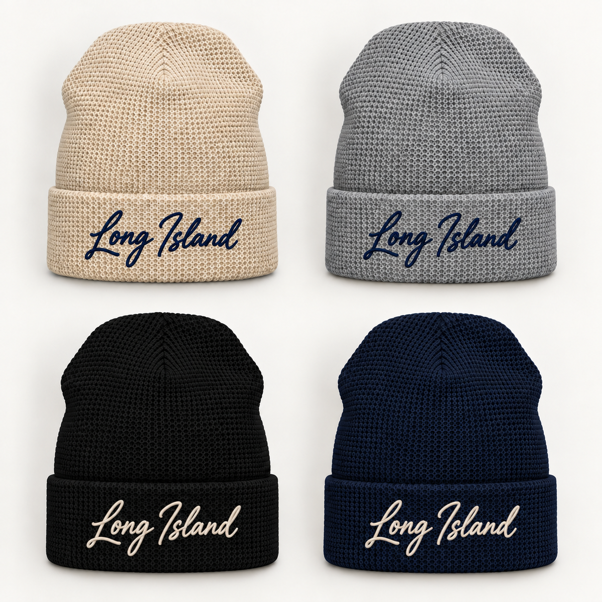 Long Island Script Embroidered Waffle Beanie | Salt + Shore