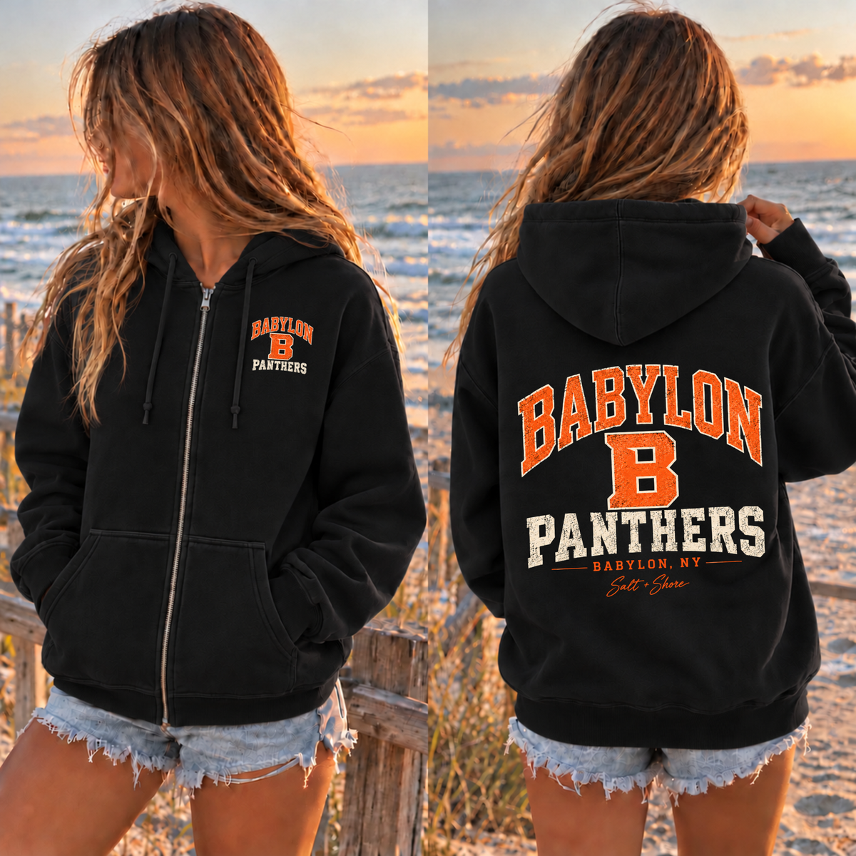 Babylon Panthers Signature Full Zip Up Hoodie – Premium Garment-Dyed – Black | Babylon | Salt + Shore