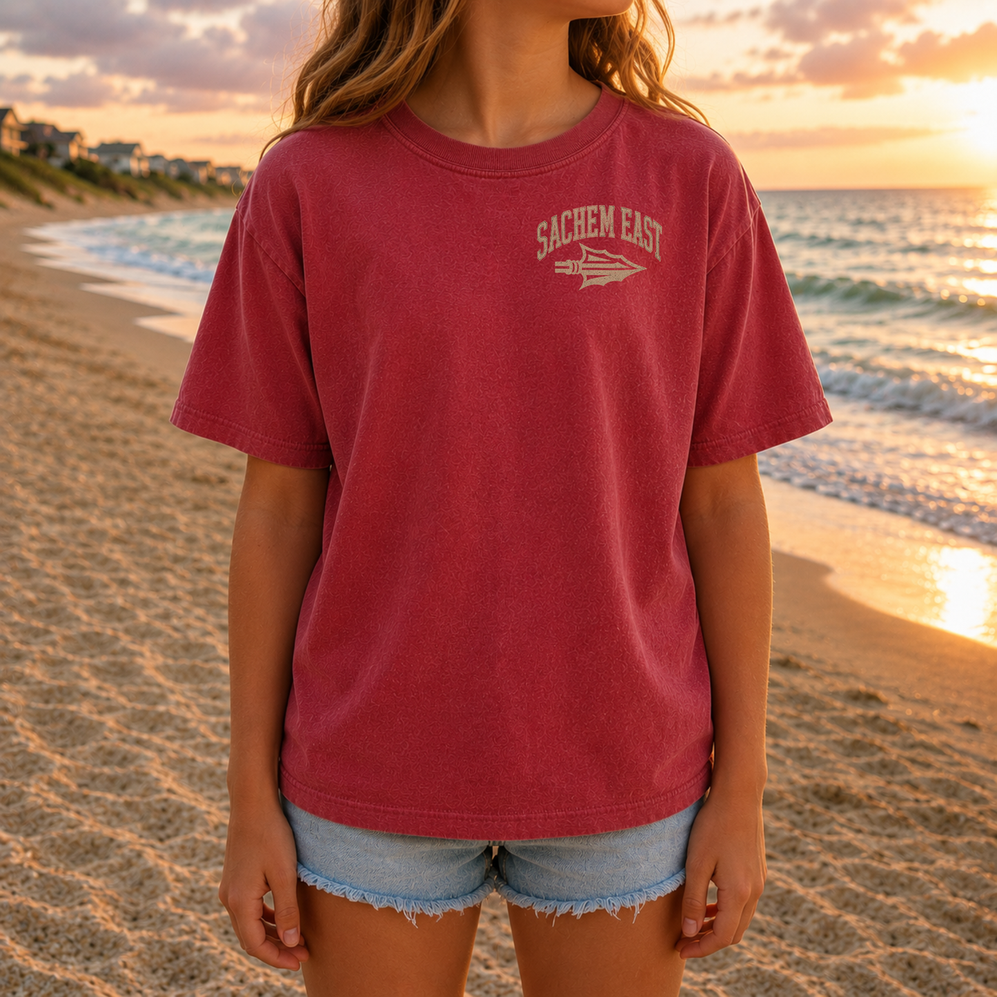 Sachem East Varsity - YOUTH Tee + Hoodie – Premium Garment-Dyed – Red Tide | Sachem East Football | Salt + Shore